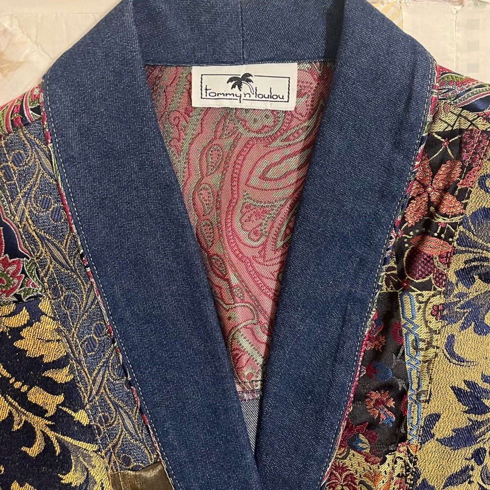 Elegant Multicolor Patchwork Denim Blazer - Picture 5 of 9